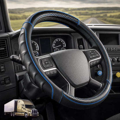 Carbon Blue | Vyonix 18 inch carbon blue semi-truck steering wheel cover installed
