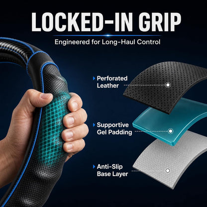 Vyonix 18 inch steering wheel cover anti-slip grip material close-up