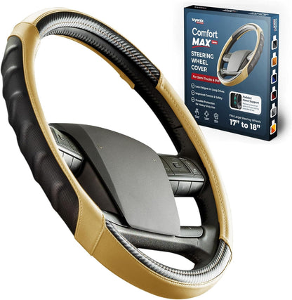 Vyonix 18 inch semi truck steering wheel cover shown with its packaging