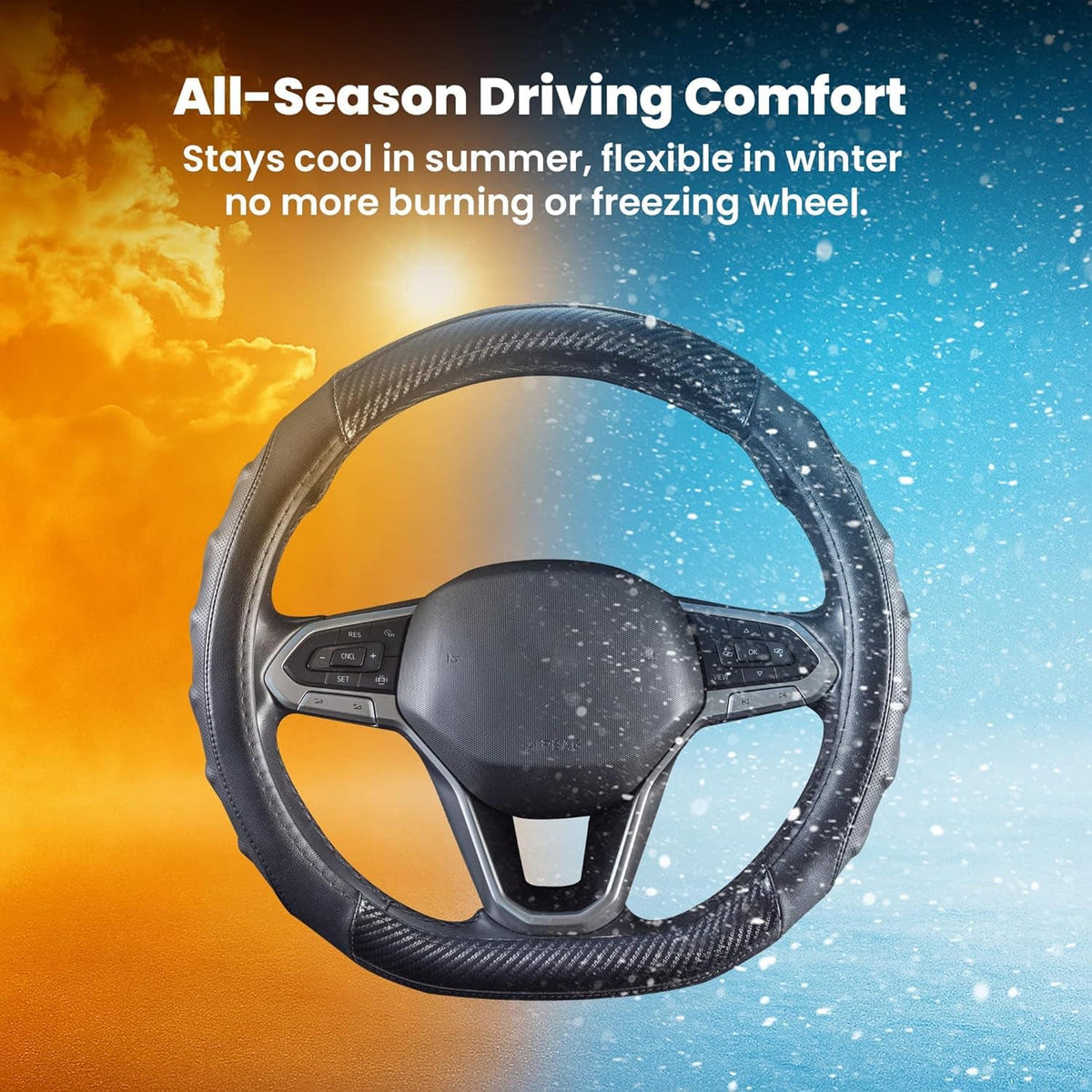Vyonix carbon fiber steering wheel cover all season material view
