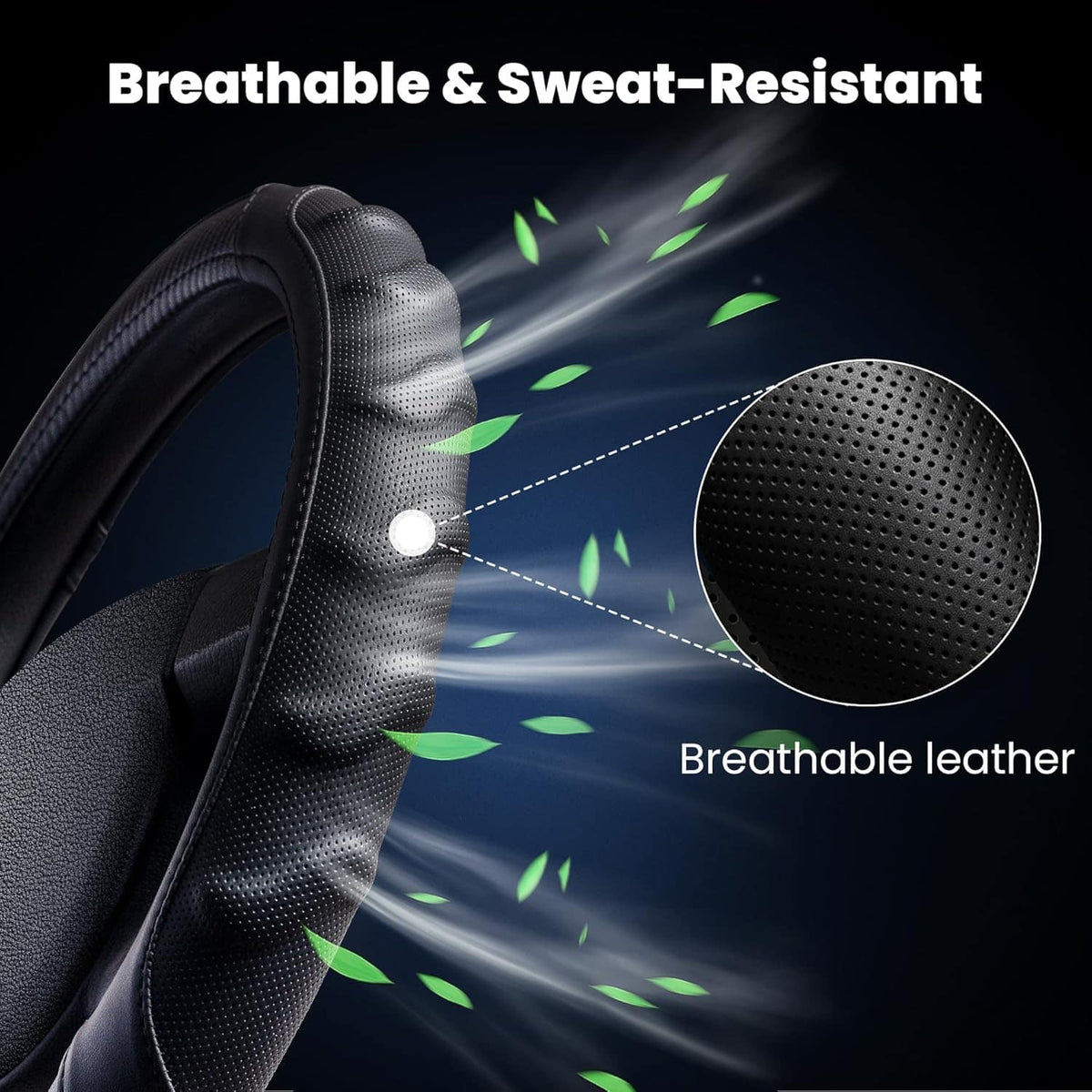 Vyonix carbon fiber steering wheel cover breathable grip material detail