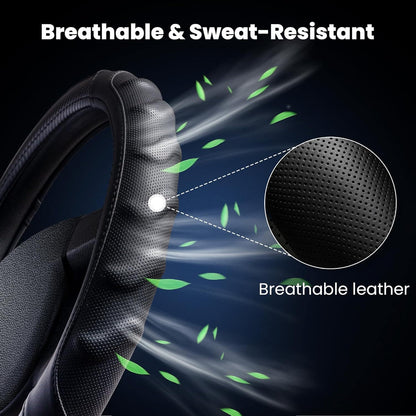 Vyonix carbon fiber steering wheel cover breathable grip material detail