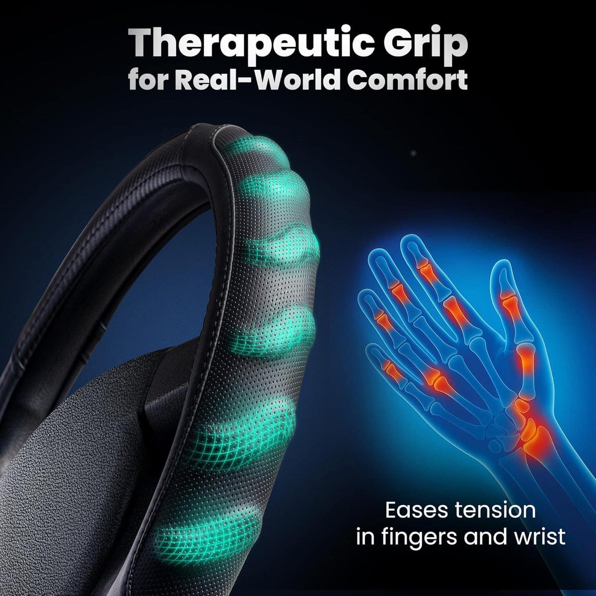 Vyonix carbon fiber steering wheel cover grip texture close-up