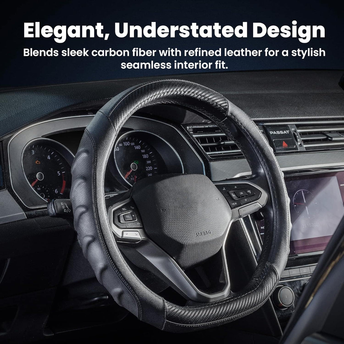 Vyonix carbon fiber steering wheel cover interior style detail