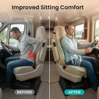 Driver and passenger comfort with Vyonix RV captain seat covers in a 2 pack